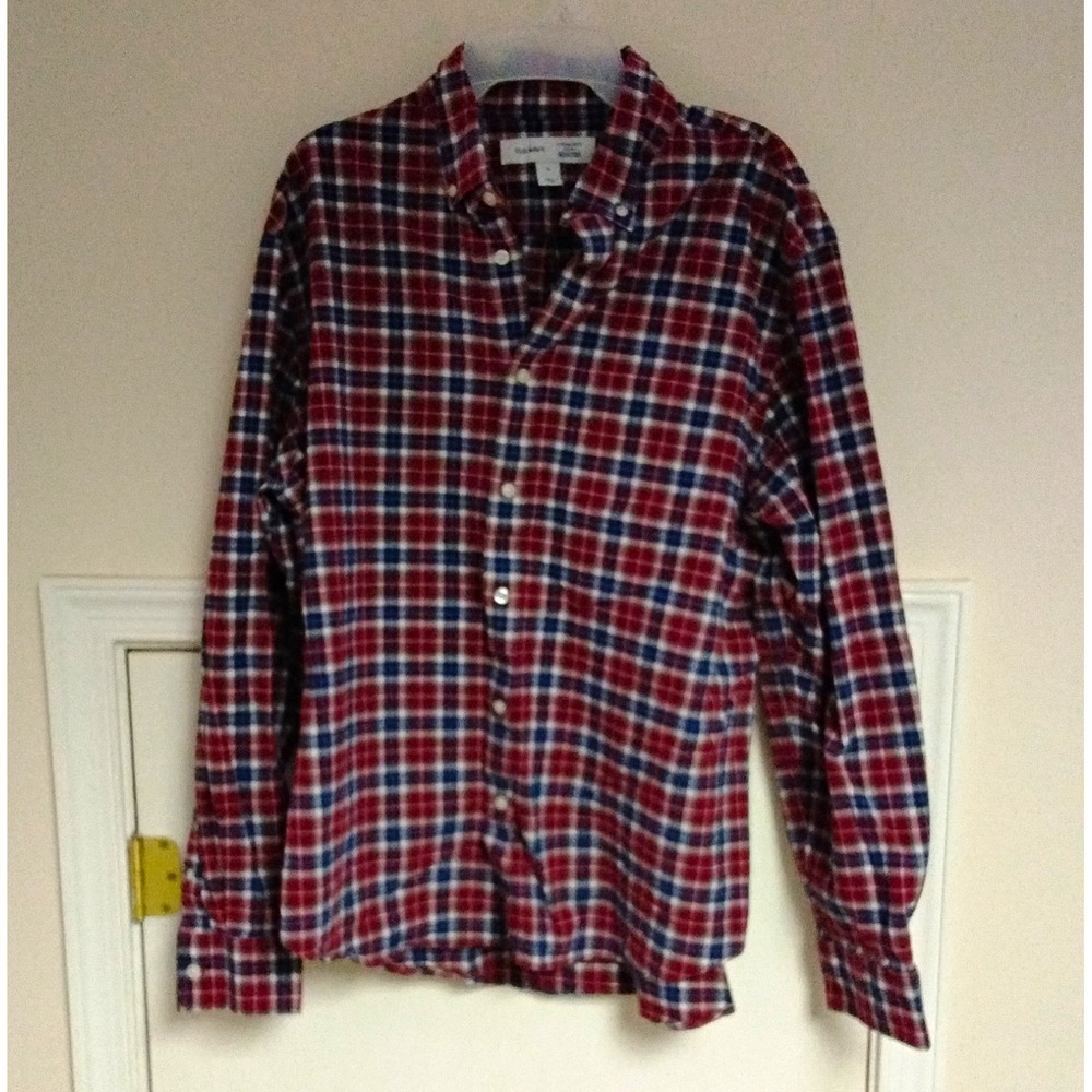 Old Navy Red/Blue/White Plaid Long Sleeve Button-Down Shirt Mens XL
